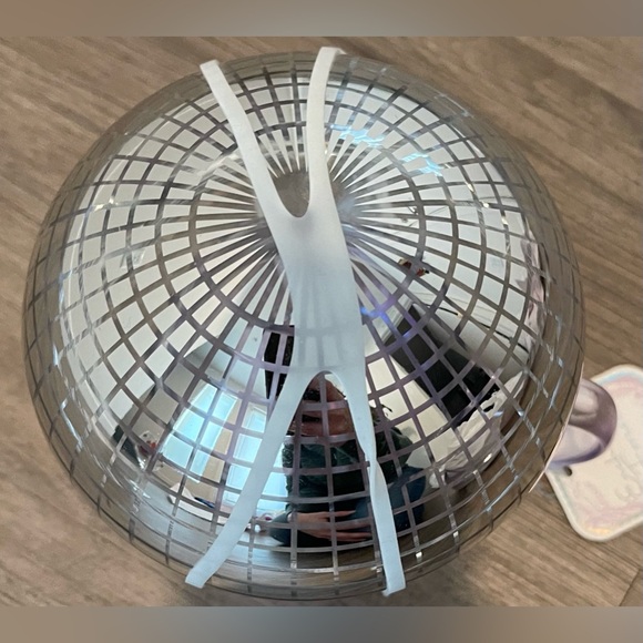 Enchanted Forest Retro Mushroom Glass Mug w/Lid Purple Silver Disco Irridesent - Picture 2 of 3